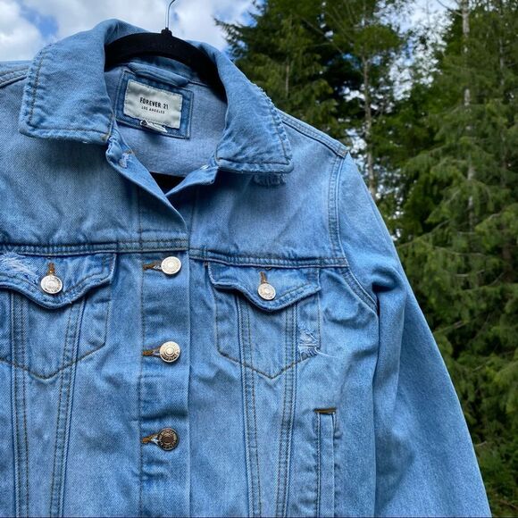 Forever 21 Distressed Jean Jacket S - Picture 9 of 12
